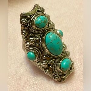 Turquoise and Silver Statement Ring